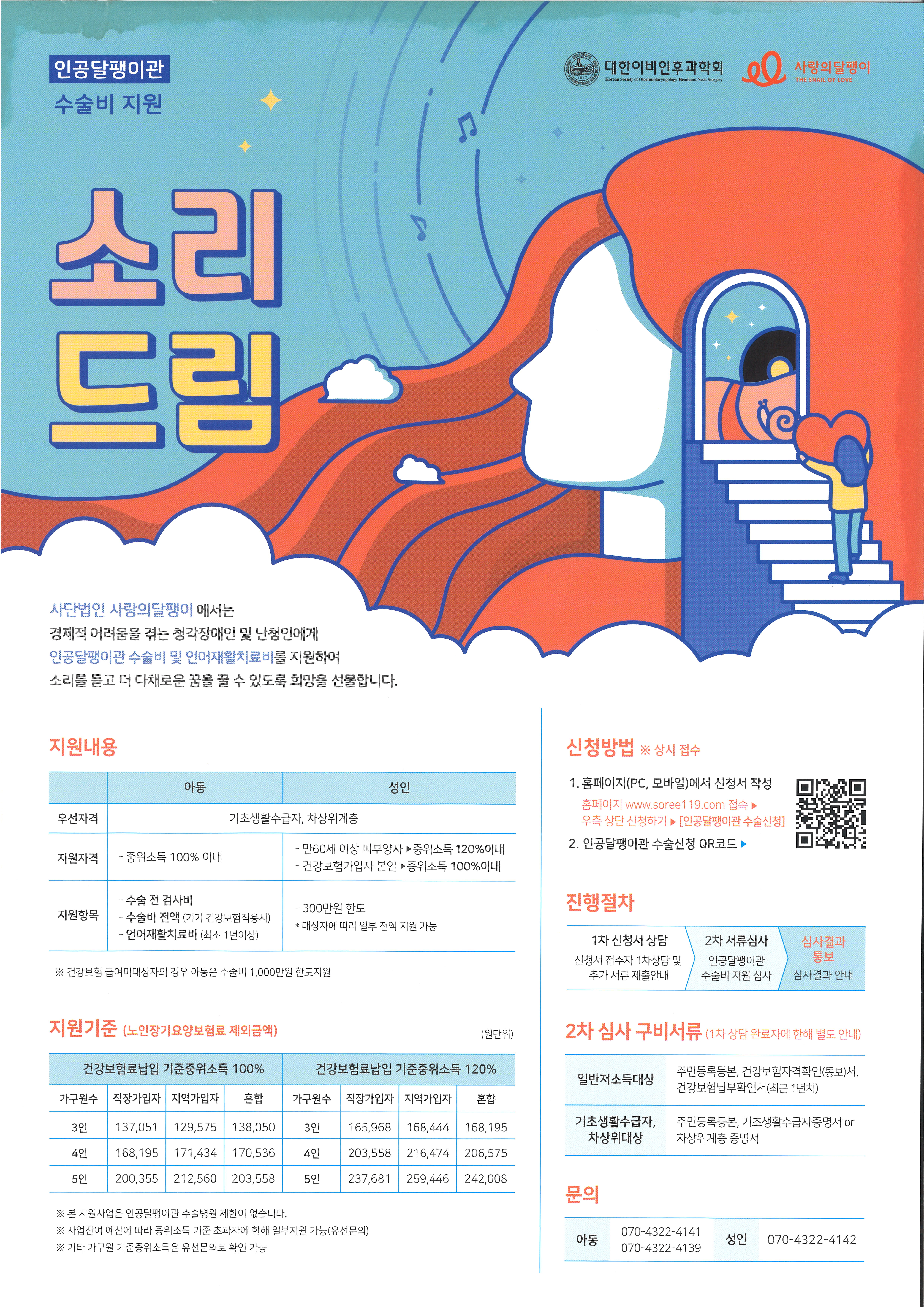 인공달팽이관 수술비지원 홍보지