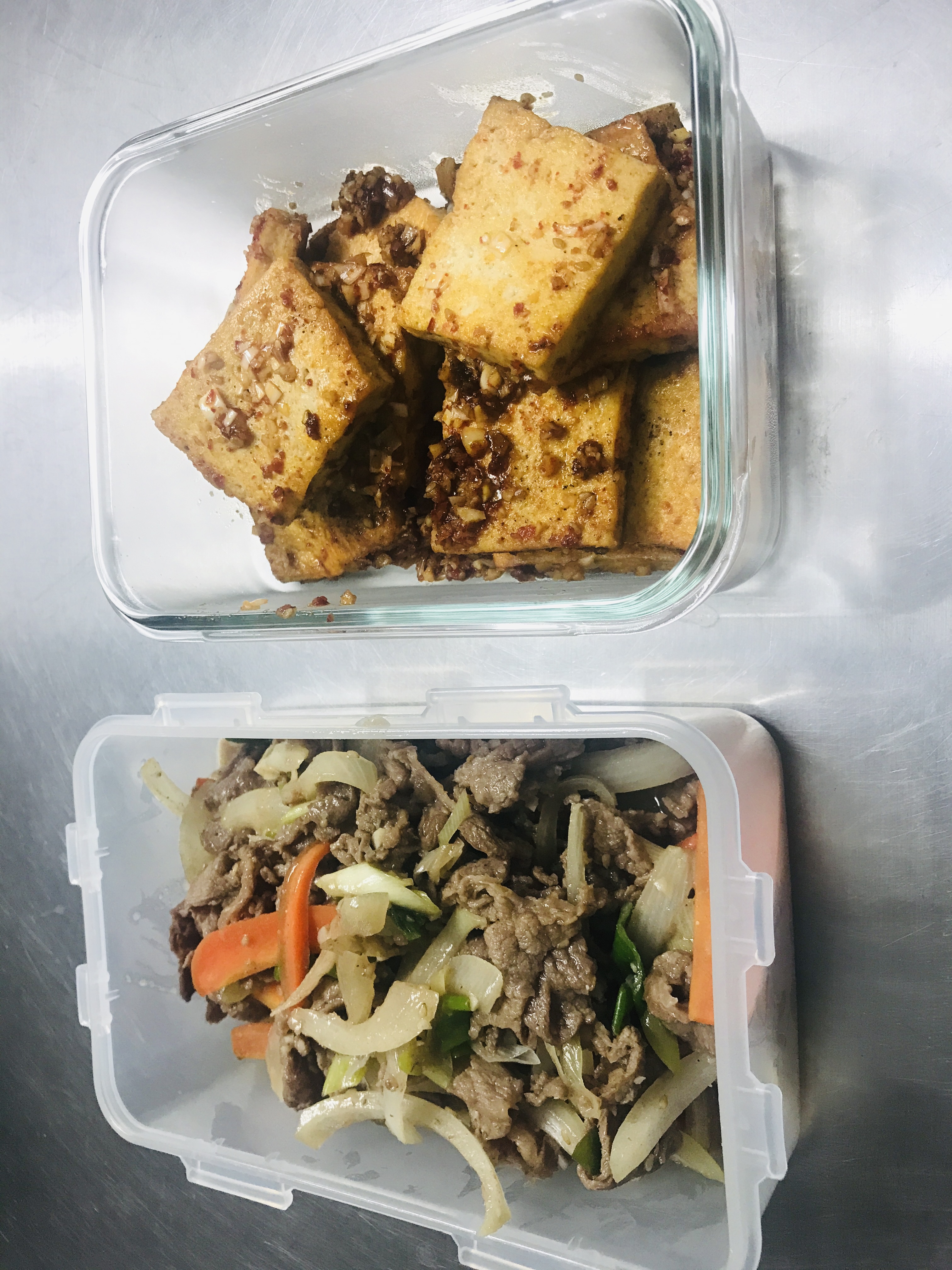 완성된 요리사진(두부조림, 불고기)