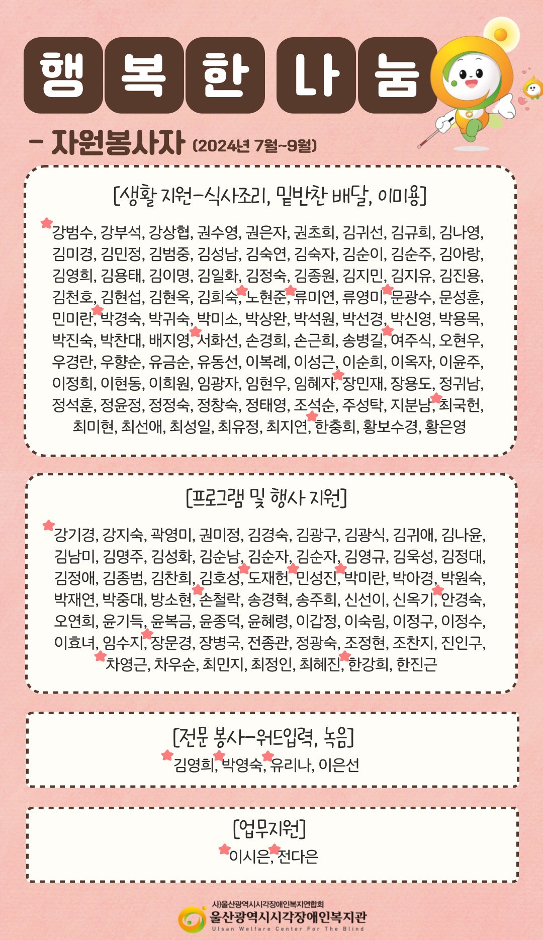 2024년 3분기 자원봉사자 명단