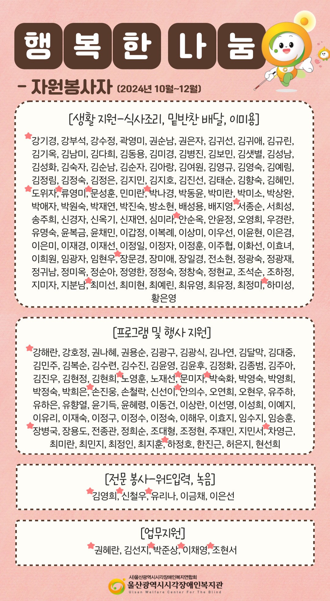 2024년 4분기 자원봉사자 명단