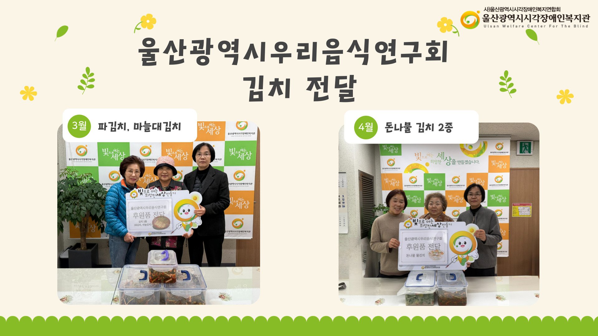 울산광역시우리음식연구회, 김치 전달