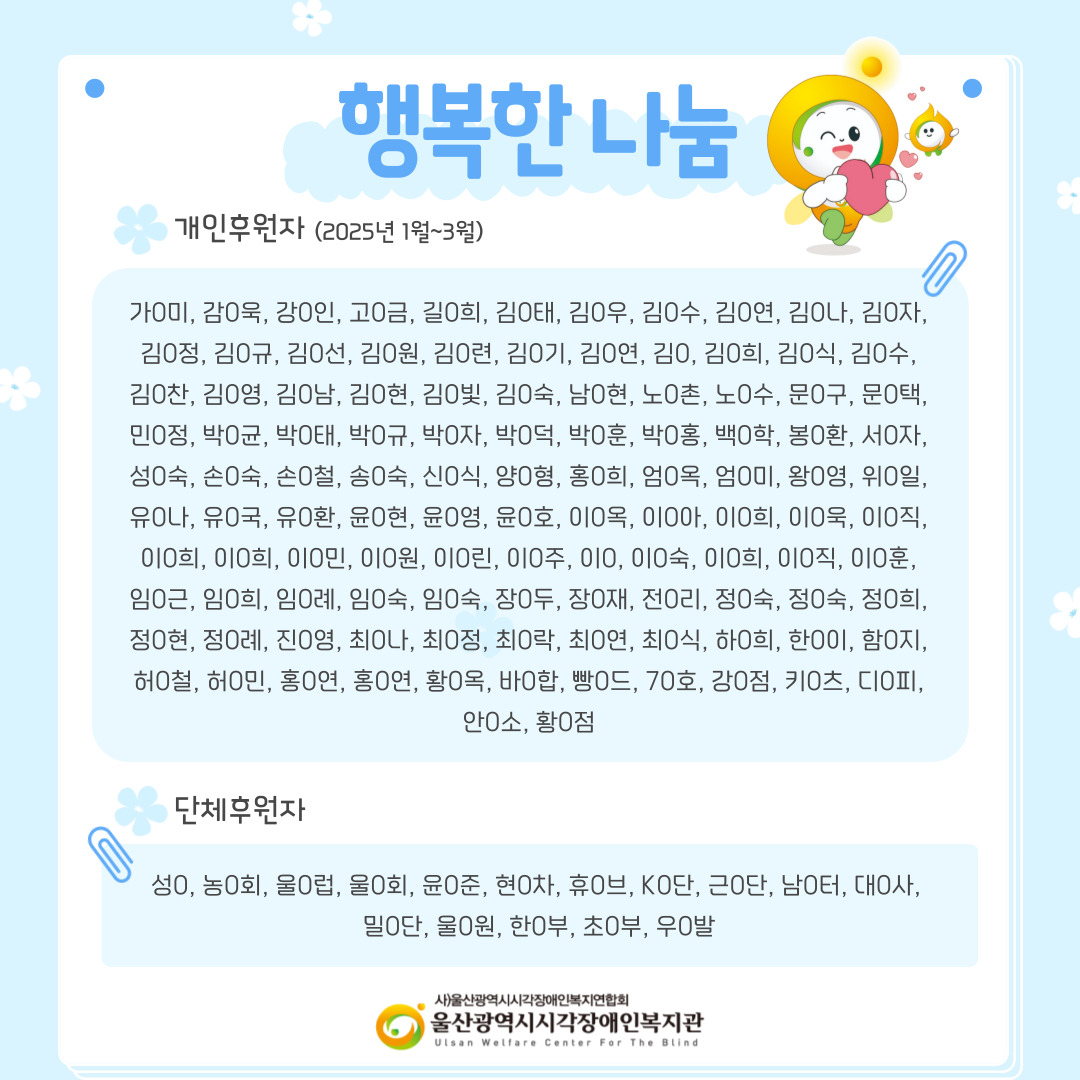 2025년 1분기 후원자 명단